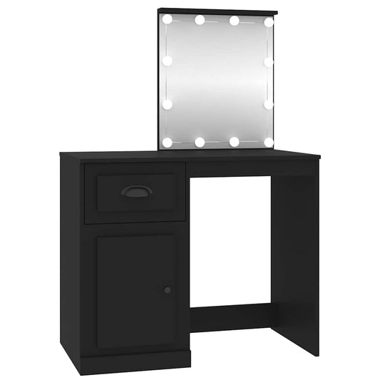 Dressing Table with LED Black 90x50x132.5 cm Engineered Wood Dressing Table with LED Black 90x50x132.5 cm Engineered Wood