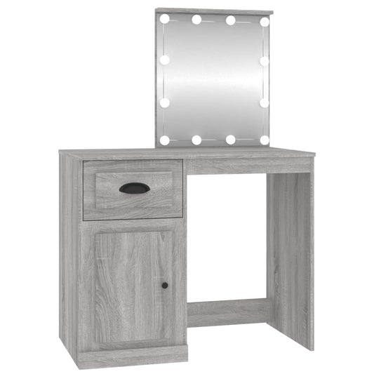 Dressing Table with LED Grey Sonona 90x50x132.5 cm Engineered Wood Dressing Table with LED Grey Sonona 90x50x132.5 cm Engineered Wood