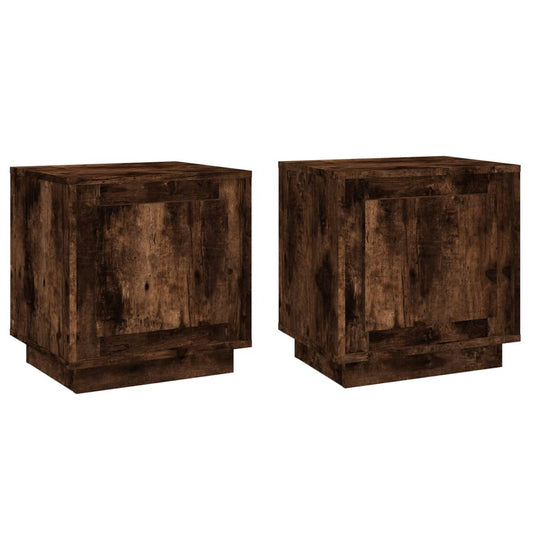 Bedside Cabinets 2 pcs Smoked Oak 44x35x45 cm Engineered Wood Bedside Cabinets 2 pcs Smoked Oak 44x35x45 cm Engineered Wood