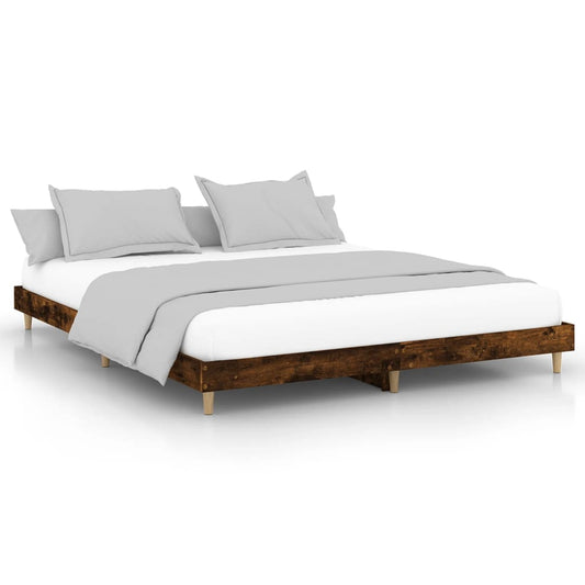 Bed Frame without Mattress Smoked Oak 200x200cm Engineered Wood Bed Frame without Mattress Smoked Oak 200x200cm Engineered Wood