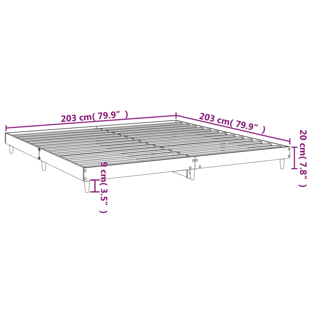 Bed Frame without Mattress Grey Sonoma 200x200 cm