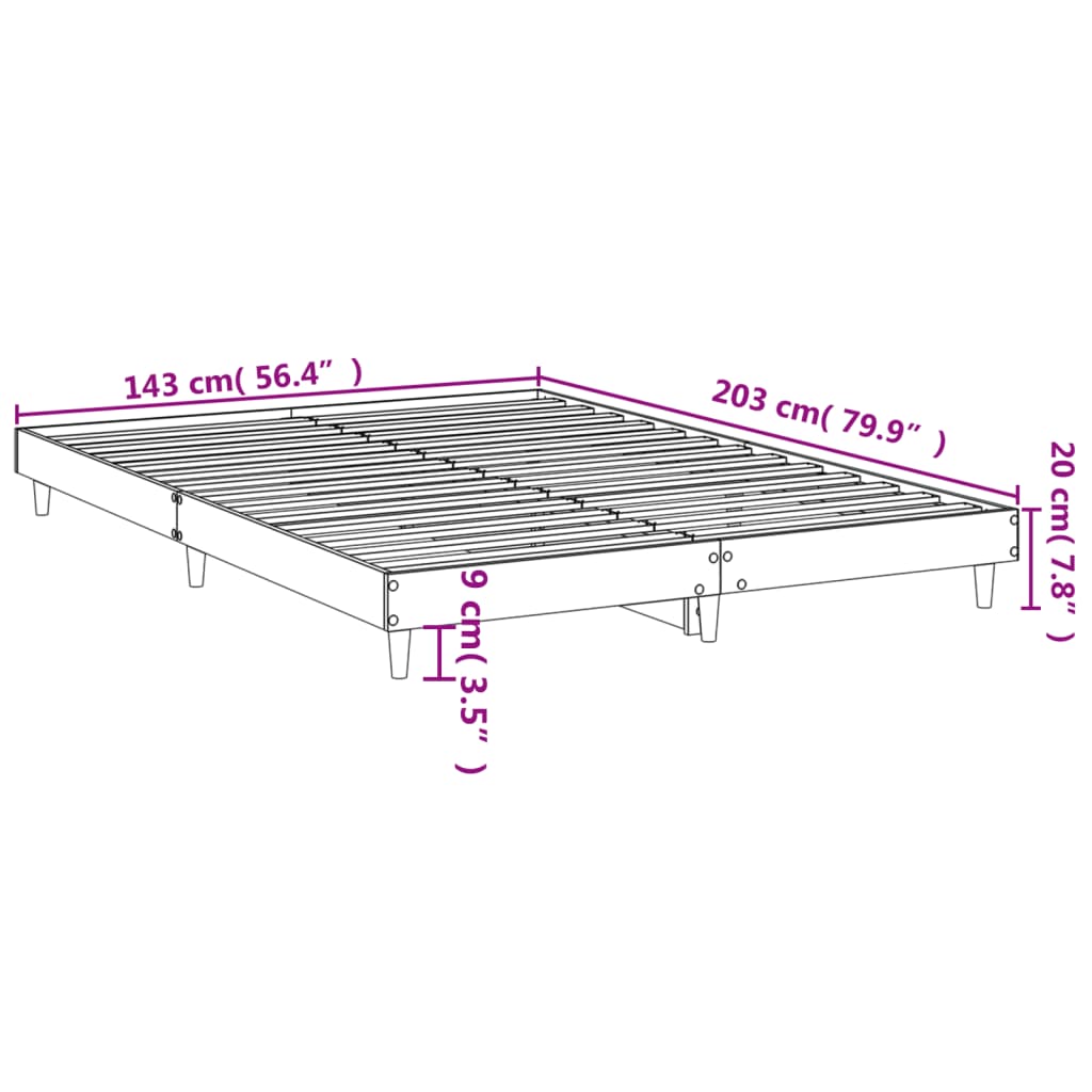 Bed Frame without Mattress Smoked Oak 140x200cm Engineered Wood