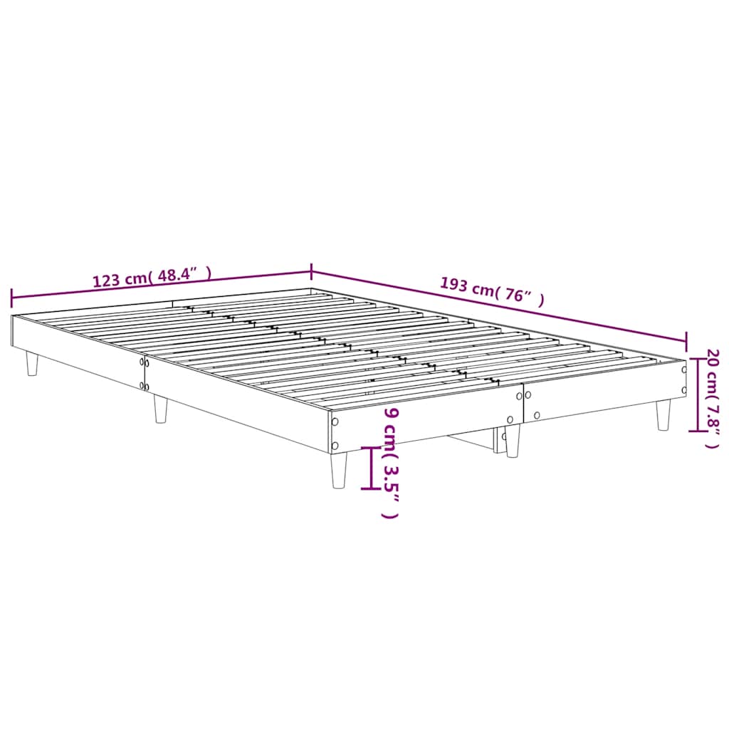 Bed Frame without Mattress Black 120x190 cm Engineered Wood