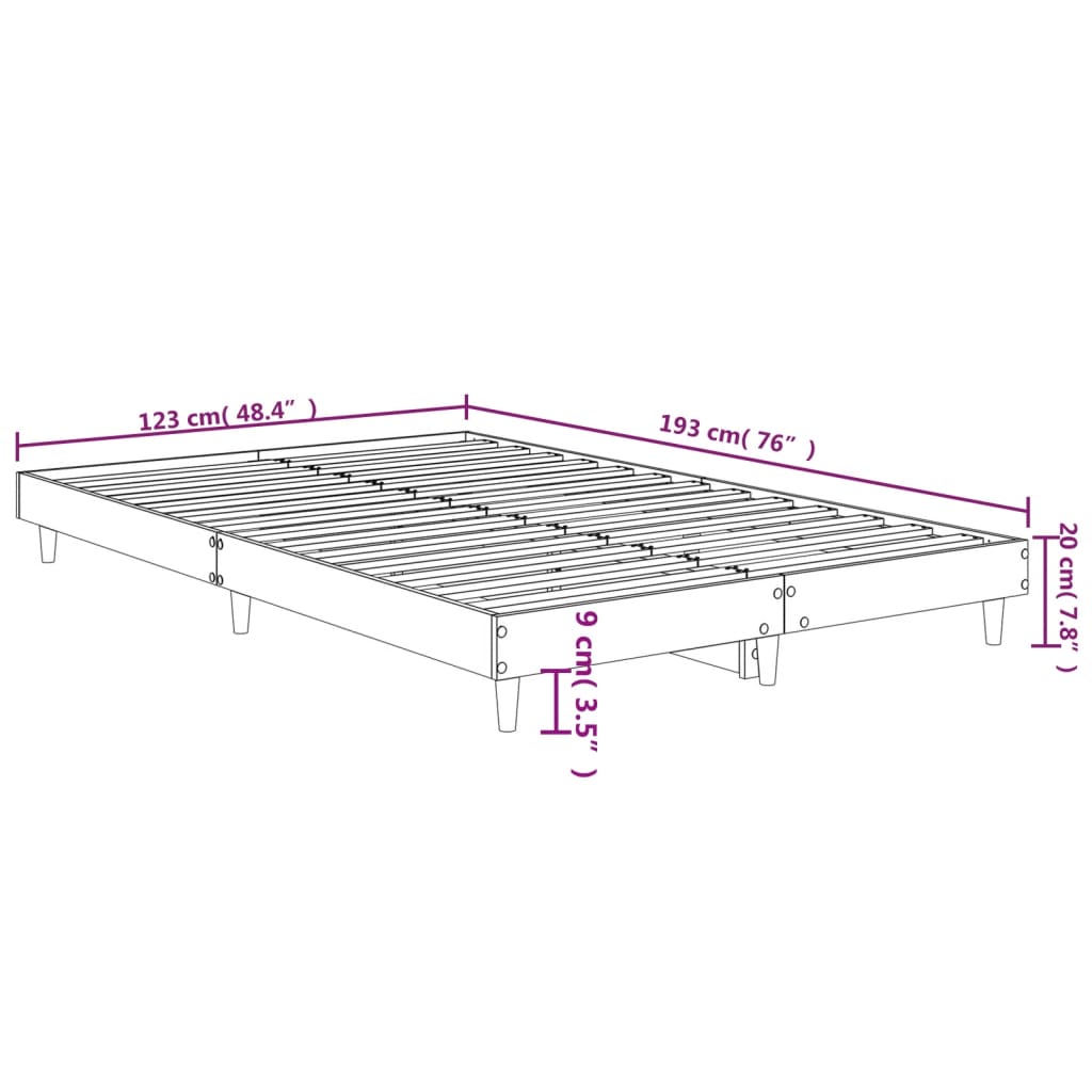 Bed Frame without Mattress Smoked Oak 120x190cm Engineered Wood