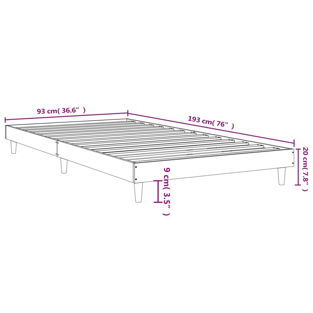 Bed Frame without Mattress Smoked Oak 90x190 cm Engineered Wood