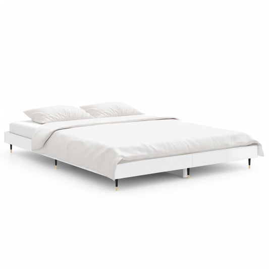 Bed Frame without Mattress High Gloss White 140x190 cm Bed Frame without Mattress High Gloss White 140x190 cm