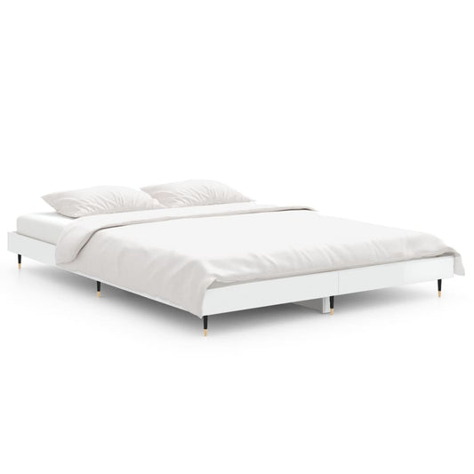 Bed Frame without Mattress High Gloss White 135x190 cm Double Bed Frame without Mattress High Gloss White 135x190 cm Double