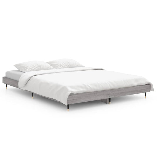 Bed Frame without Mattress Grey Sonoma 135x190 cm Double Engineered Wood Bed Frame without Mattress Grey Sonoma 135x190 cm Double Engineered Wood