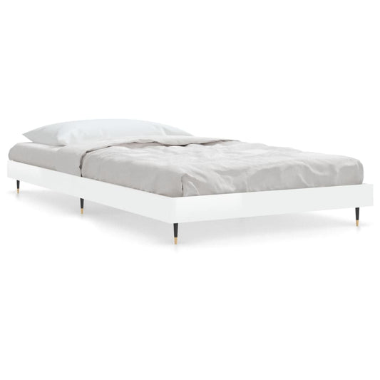 Bed Frame without Mattress High Gloss White 90x190 cm Single Bed Frame without Mattress High Gloss White 90x190 cm Single