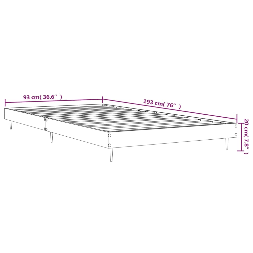 Bed Frame without Mattress Grey Sonoma 90x190cm Engineered Wood