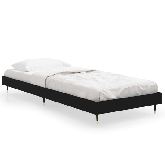 Bed Frame without Mattress Black 75x190 cm Small Single Engineered Wood Bed Frame without Mattress Black 75x190 cm Small Single Engineered Wood