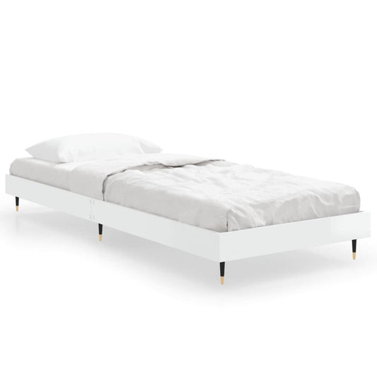 Bed Frame without Mattress High Gloss White 75x190 cm Small Single Bed Frame without Mattress High Gloss White 75x190 cm Small Single