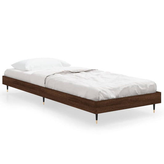 Bed Frame without Mattress Brown Oak 75x190 cm Small Single Engineered Wood Bed Frame without Mattress Brown Oak 75x190 cm Small Single Engineered Wood