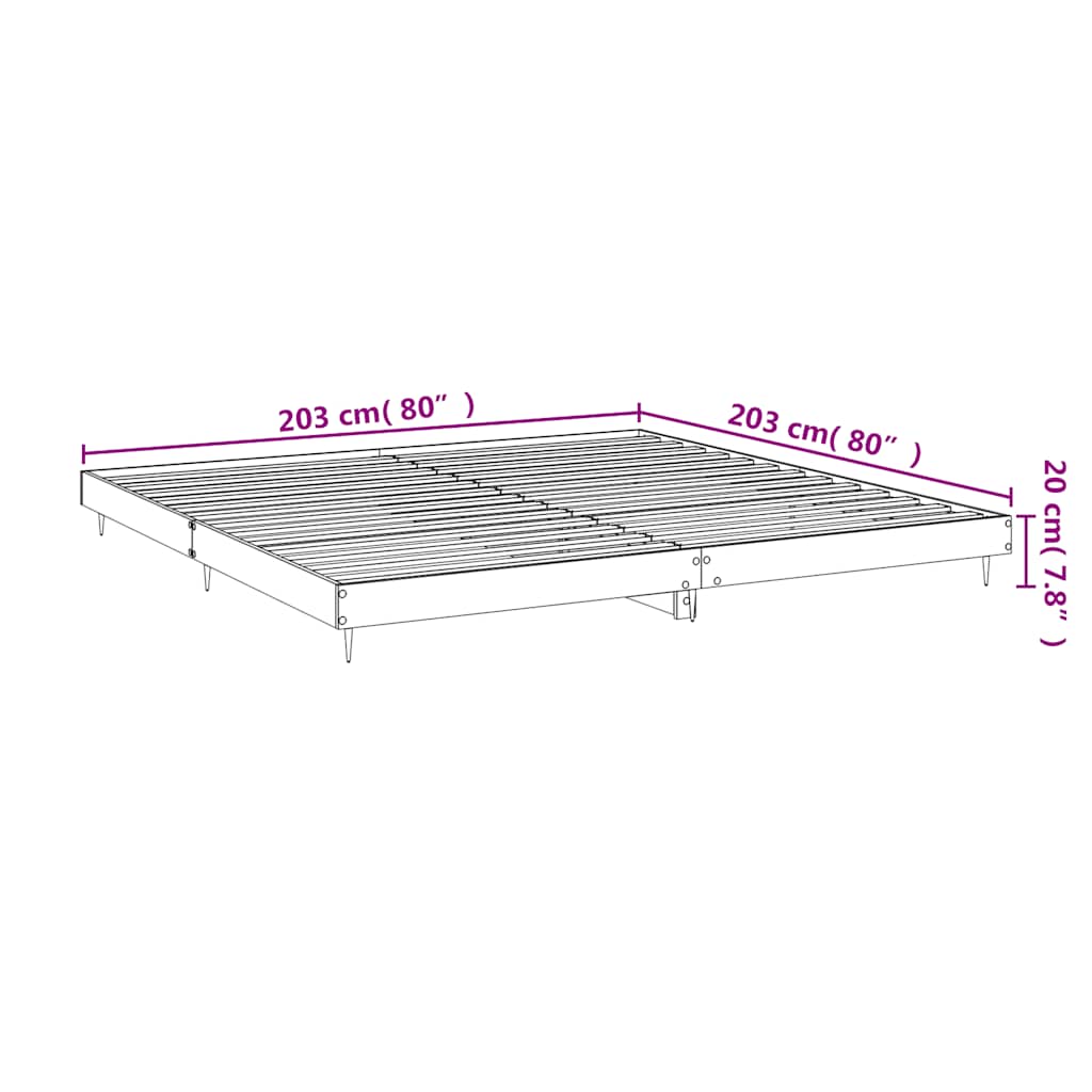 Bed Frame without Mattress Grey Sonoma 200x200 cm