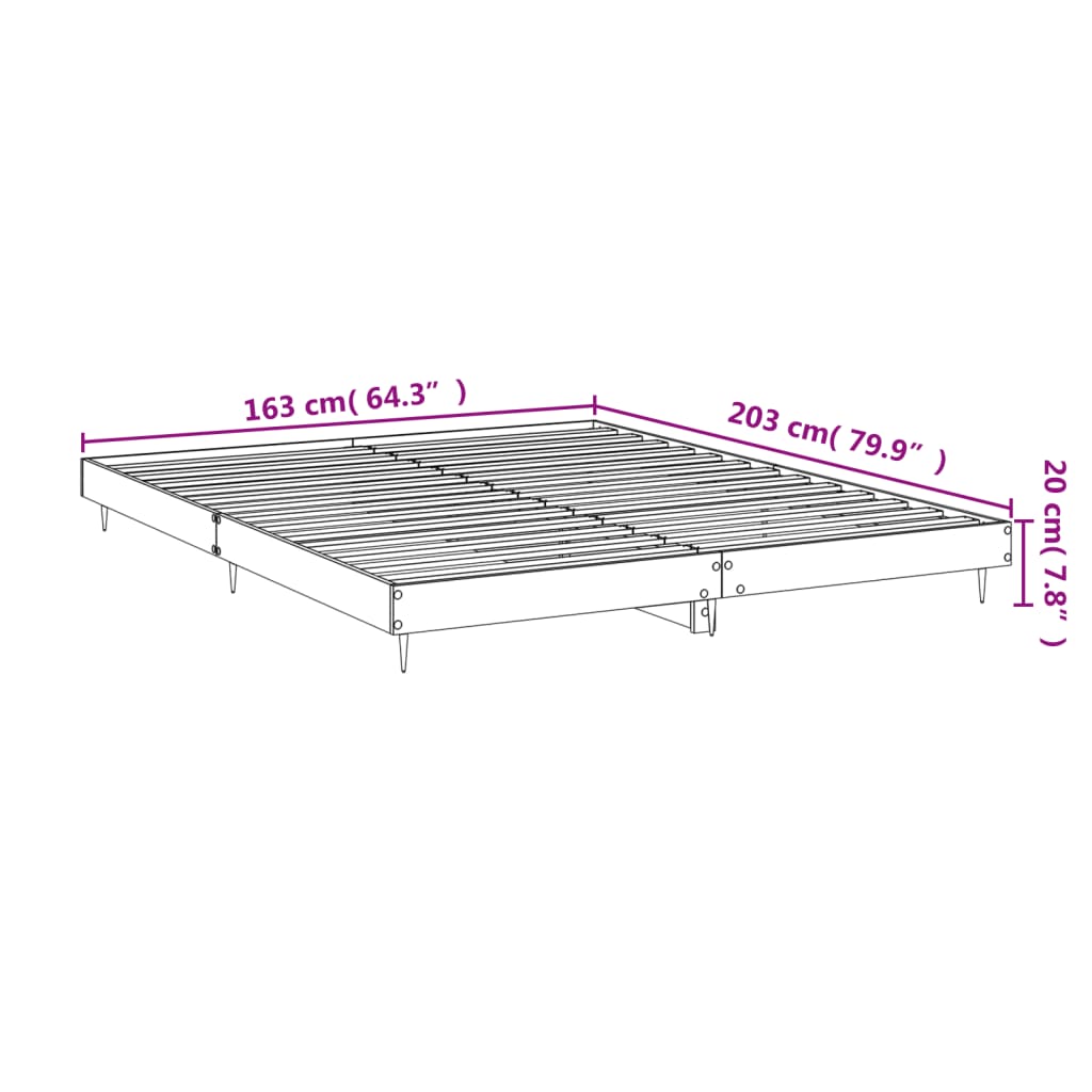 Bed Frame without Mattress Grey Sonoma 160x200 cm