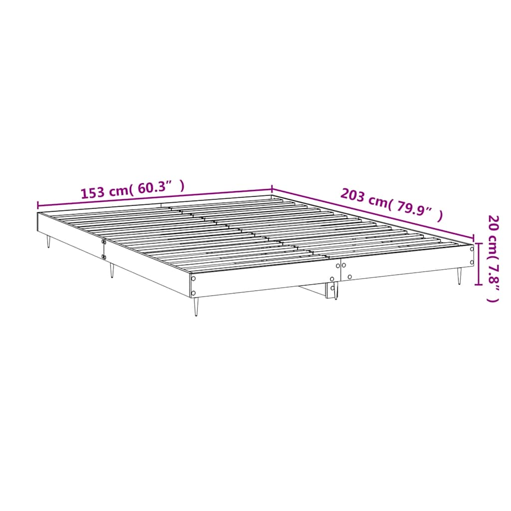 Bed Frame without Mattress High Gloss White 150x200 cm
