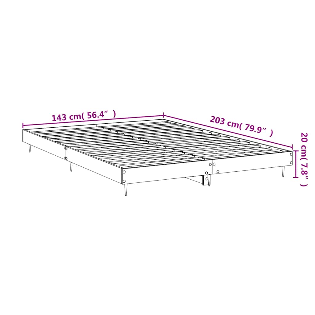 Bed Frame without Mattress Grey Sonoma 140x200 cm