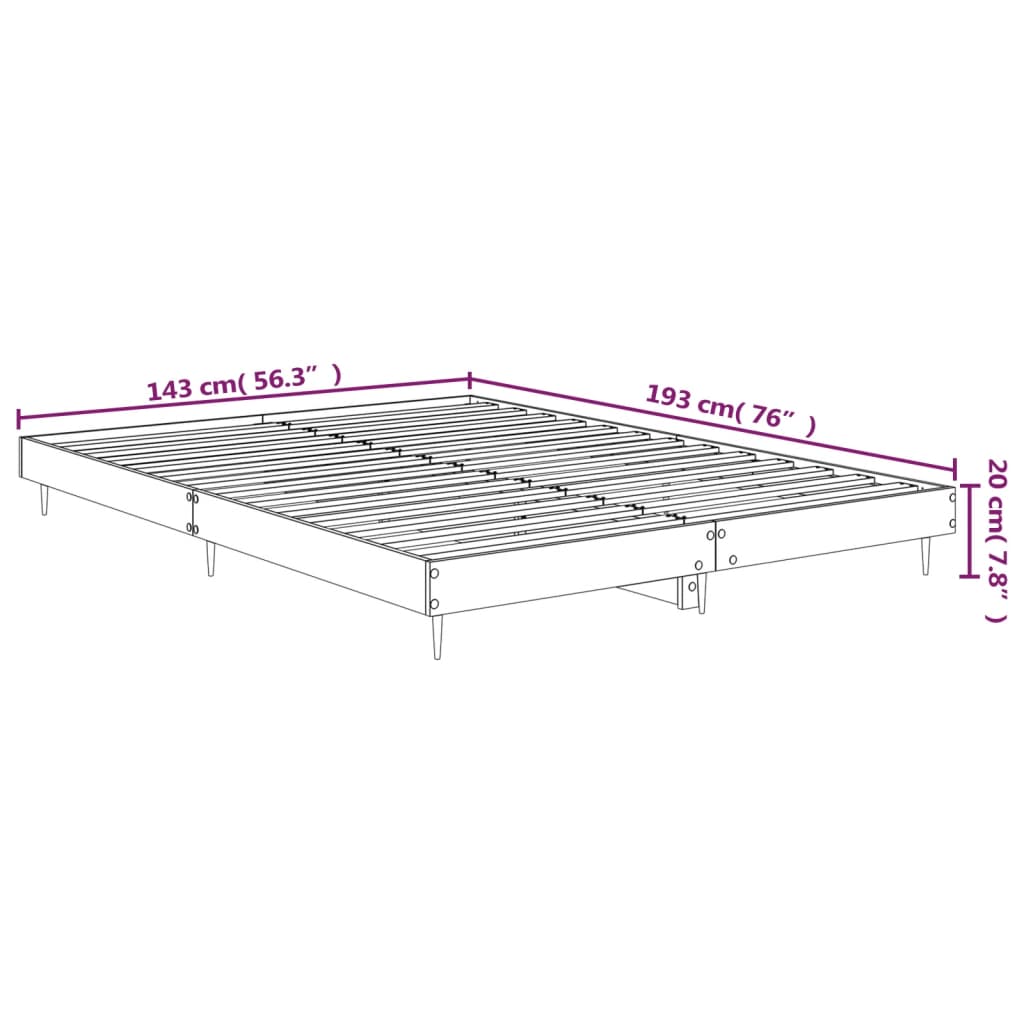 Bed Frame without Mattress Grey Sonoma 140x190 cm