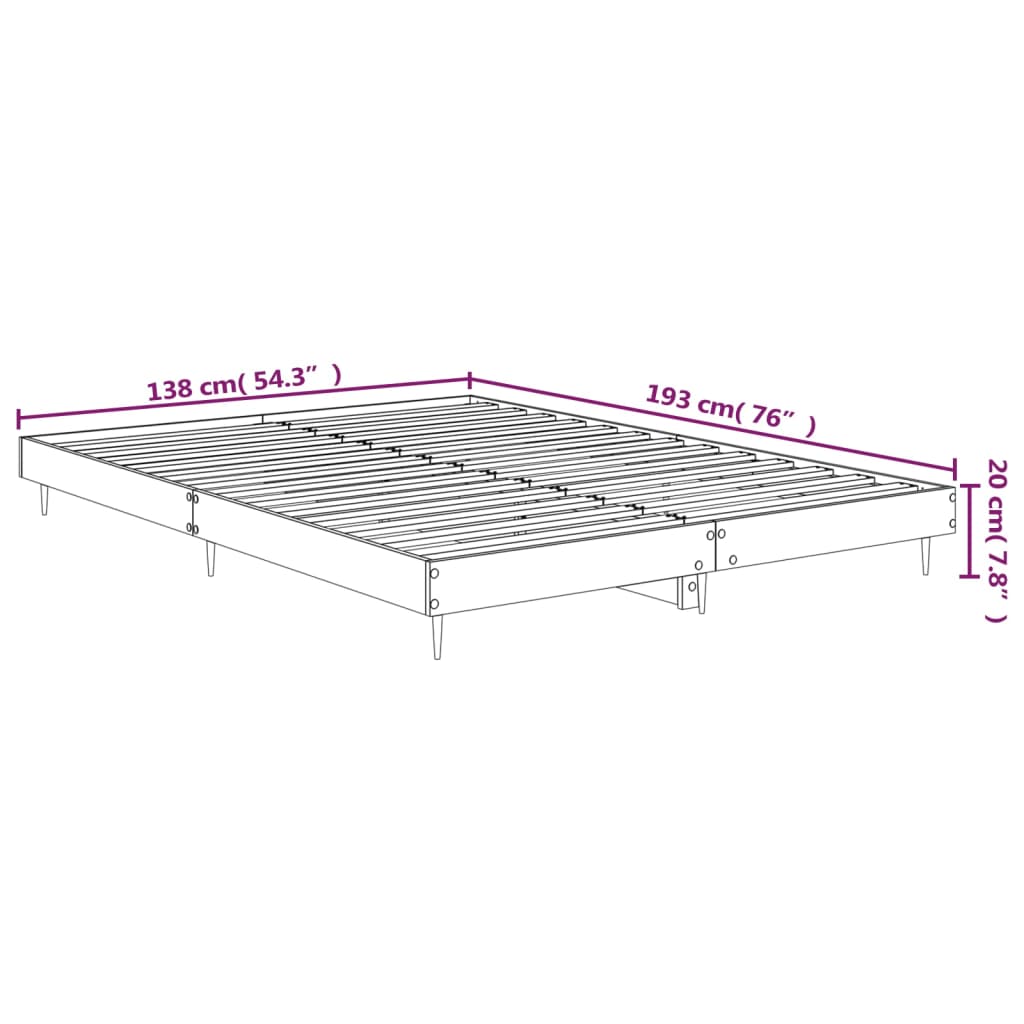 Bed Frame without Mattress High Gloss White 135x190 cm