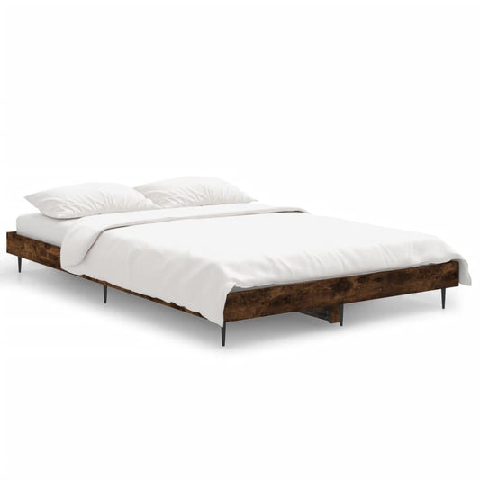 Bed Frame without Mattress Smoked Oak 120x190 cm Small Double Engineered Wood Bed Frame without Mattress Smoked Oak 120x190 cm Small Double Engineered Wood