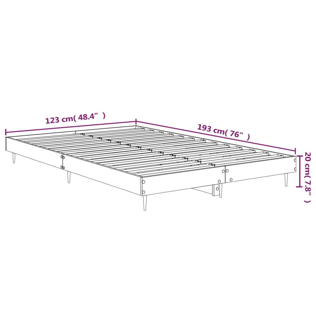 Bed Frame without Mattress Grey Sonoma 120x190 cm Engineered Wood