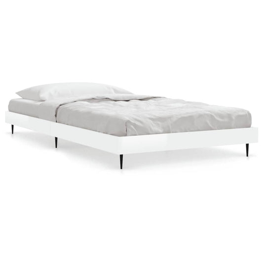 Bed Frame without Mattress High Gloss White 90x190 cm Single Bed Frame without Mattress High Gloss White 90x190 cm Single