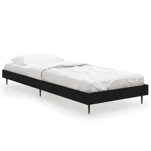 Bed Frame without Mattress Black 75x190 cm Small Single Engineered Wood Bed Frame without Mattress Black 75x190 cm Small Single Engineered Wood