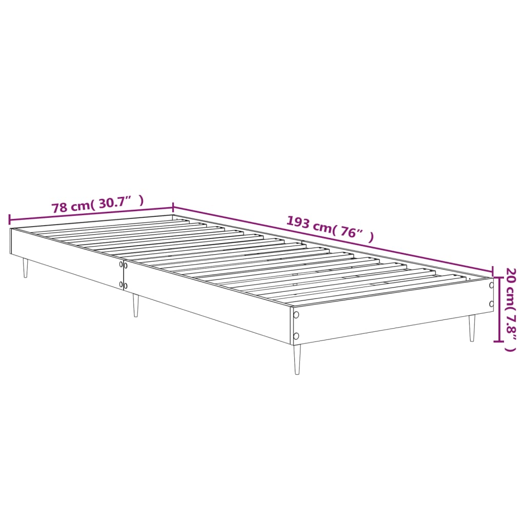 Bed Frame without Mattress Smoked Oak 75x190 cm Engineered Wood