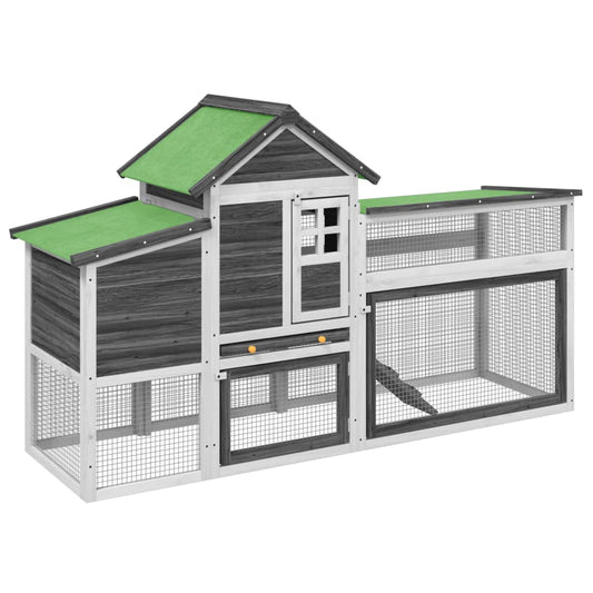Chicken Coop Grey 186,5x58,5x113 cm Solid Wood Pine Chicken Coop Grey 186,5x58,5x113 cm Solid Wood Pine