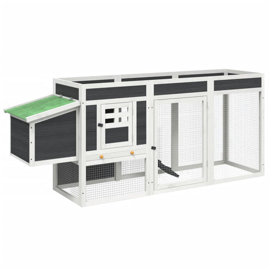 Chicken Coop Grey 204x50x84 cm Solid Wood Pine Chicken Coop Grey 204x50x84 cm Solid Wood Pine