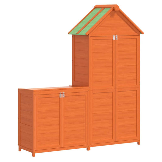 2 Piece Garden Tool Shed Set Brown Solid Wood Pine 2 Piece Garden Tool Shed Set Brown Solid Wood Pine