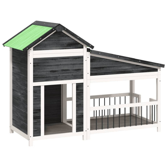 Dog Kennel Grey 143x60.5x109 cm Solid Wood Pine Dog Kennel Grey 143x60.5x109 cm Solid Wood Pine