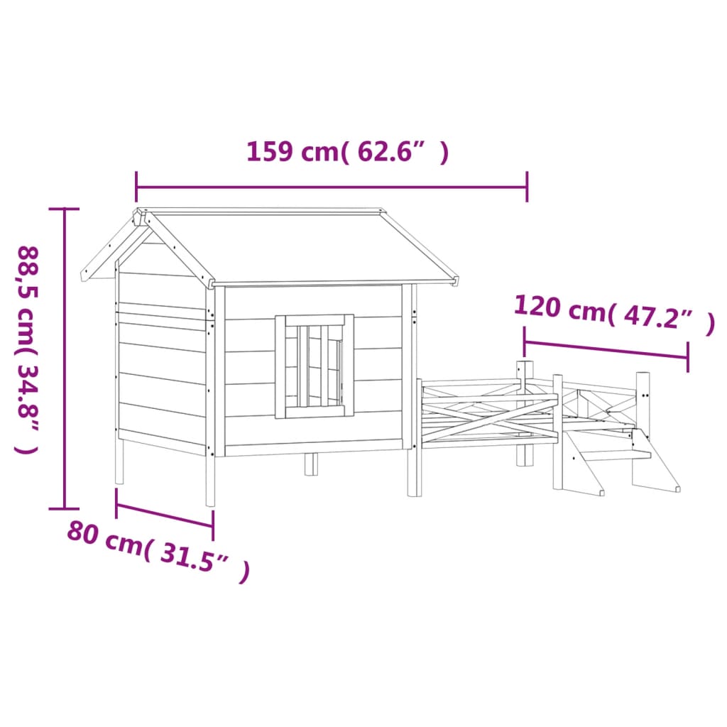 Dog Kennel Brown 159x120x88,5 cm Solid Wood Pine