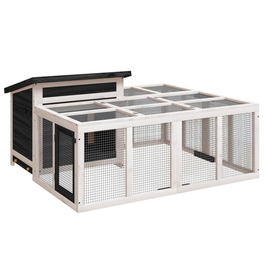 Rabbit Hutch Grey 144x123x67.5 cm Solid Wood Pine Rabbit Hutch Grey 144x123x67.5 cm Solid Wood Pine