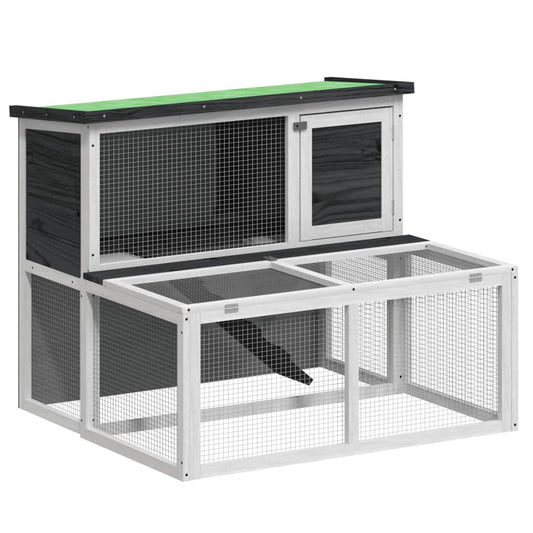 Rabbit Hutch Grey 102x90x84.5 cm Solid Wood Pine Rabbit Hutch Grey 102x90x84.5 cm Solid Wood Pine
