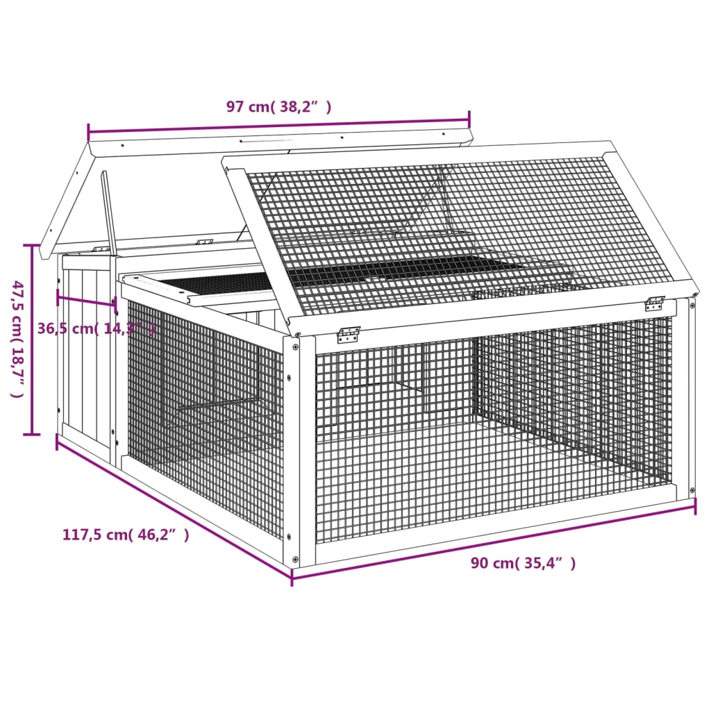 Rabbit Hutch Brown 117,5x97x47,5 cm Solid Wood Pine