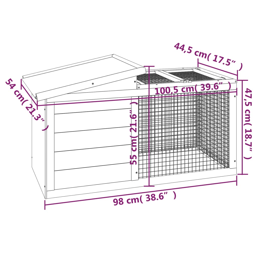 Rabbit Hutch Brown 100,5x54x55 cm Solid Wood Pine