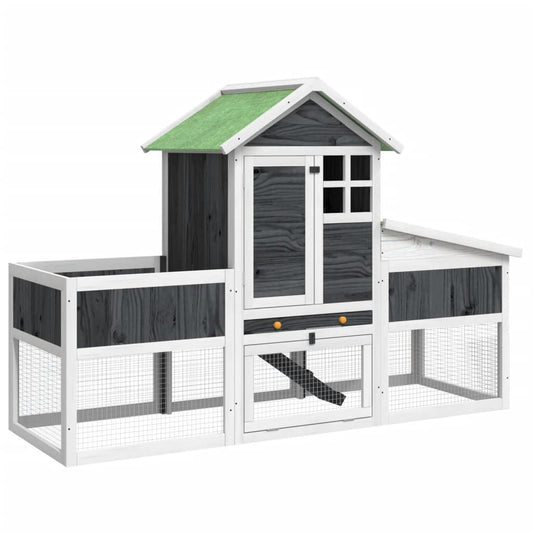 Rabbit Hutch Grey 170x63x113 cm Solid Wood Pine Rabbit Hutch Grey 170x63x113 cm Solid Wood Pine