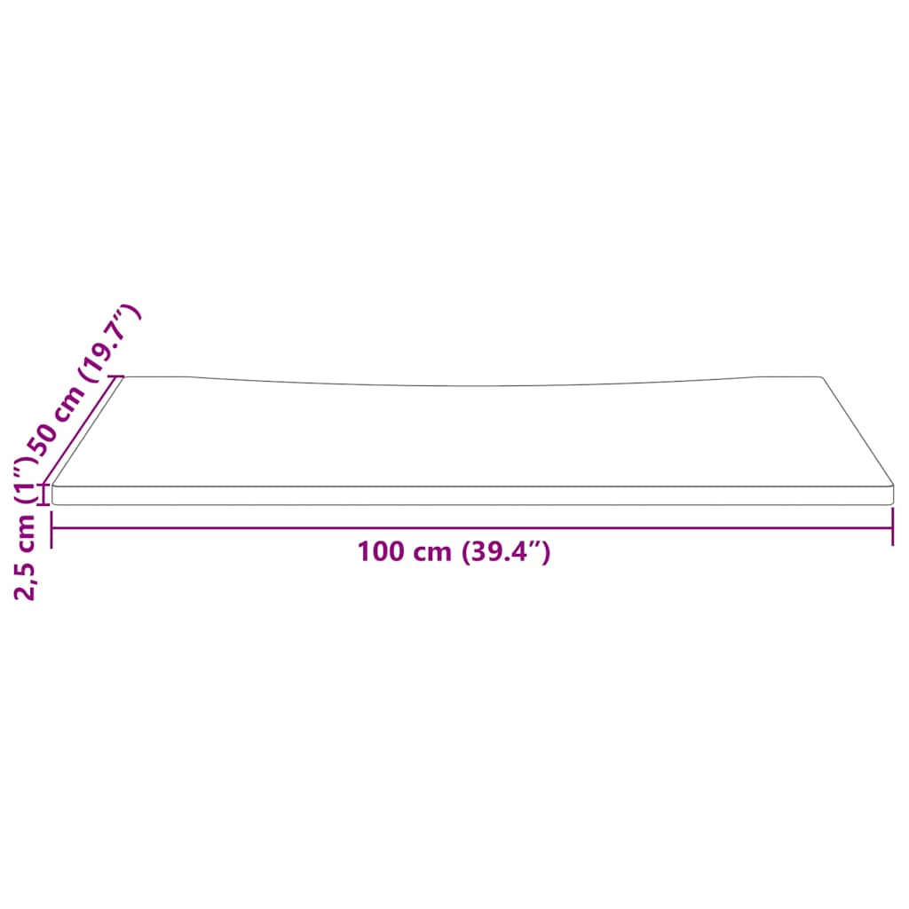 Desk Top White 100x50x2,5 cm Solid Wood Pine