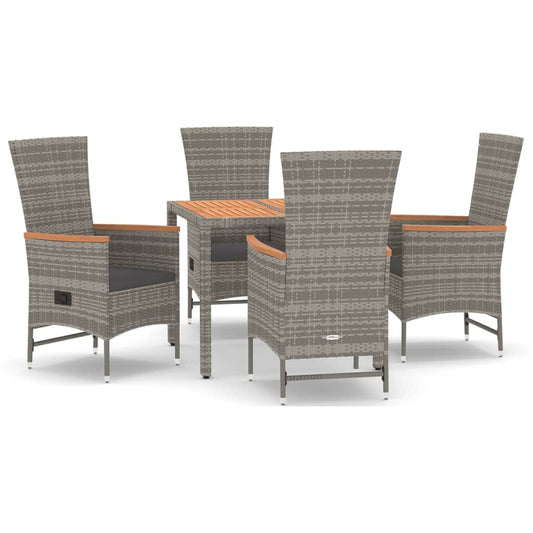 5 Piece Garden Dining Set Grey Poly Rattan&Solid Wood Acacia 5 Piece Garden Dining Set Grey Poly Rattan&Solid Wood Acacia