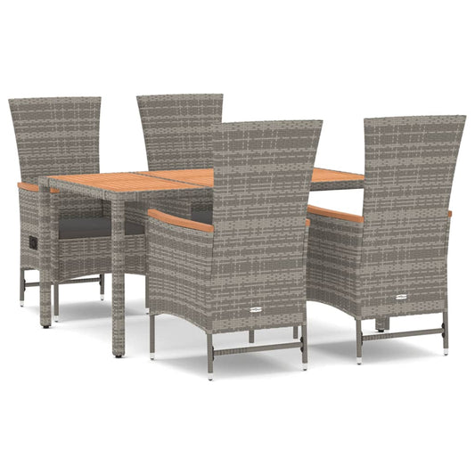 5 Piece Garden Dining Set Grey Poly Rattan&Solid Wood Acacia 5 Piece Garden Dining Set Grey Poly Rattan&Solid Wood Acacia