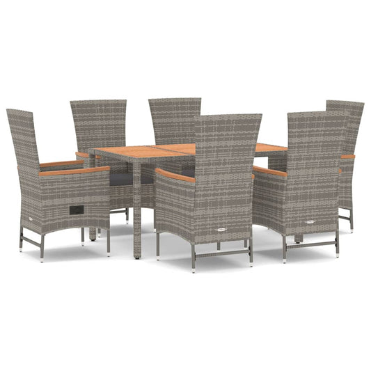 7 Piece Garden Dining Set Grey Poly Rattan&Solid Wood Acacia 7 Piece Garden Dining Set Grey Poly Rattan&Solid Wood Acacia
