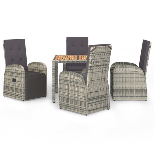 5 Piece Garden Dining Set Grey Poly Rattan&Solid Wood Acacia 5 Piece Garden Dining Set Grey Poly Rattan&Solid Wood Acacia