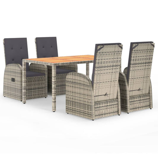 5 Piece Garden Dining Set Grey Poly Rattan&Solid Wood Acacia 5 Piece Garden Dining Set Grey Poly Rattan&Solid Wood Acacia