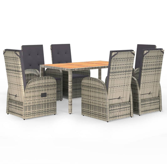 7 Piece Garden Dining Set Grey Poly Rattan&Solid Wood Acacia 7 Piece Garden Dining Set Grey Poly Rattan&Solid Wood Acacia