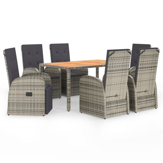 7 Piece Garden Dining Set Grey Poly Rattan&Solid Wood Acacia 7 Piece Garden Dining Set Grey Poly Rattan&Solid Wood Acacia