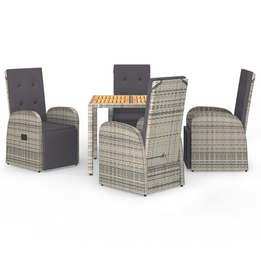 5 Piece Garden Dining Set Grey Poly Rattan&Solid Wood Acacia 5 Piece Garden Dining Set Grey Poly Rattan&Solid Wood Acacia