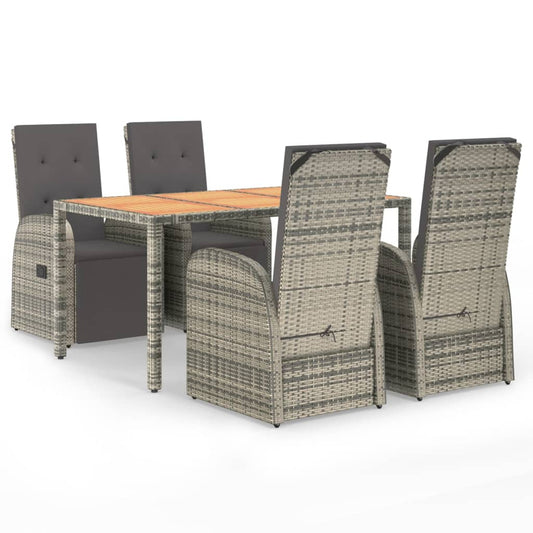 5 Piece Garden Dining Set Grey Poly Rattan&Solid Wood Acacia 5 Piece Garden Dining Set Grey Poly Rattan&Solid Wood Acacia