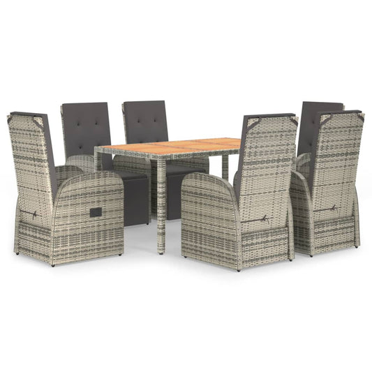7 Piece Garden Dining Set Grey Poly Rattan&Solid Wood Acacia 7 Piece Garden Dining Set Grey Poly Rattan&Solid Wood Acacia