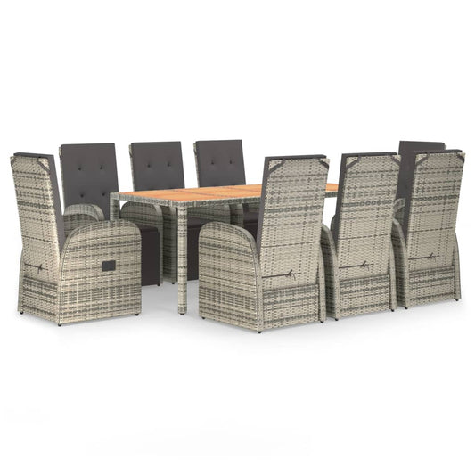 9 Piece Garden Dining Set Grey Poly Rattan&Solid Wood Acacia 9 Piece Garden Dining Set Grey Poly Rattan&Solid Wood Acacia